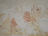 France, Ain, Le Plantay, Eglise, Peinture murale, Danse macabre, Un vif (3)